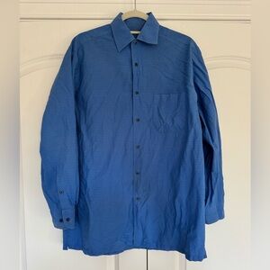 Hugo Boss Blue Striped Collared Button Down Dress Shirt Pinstripe 100% Cotton
